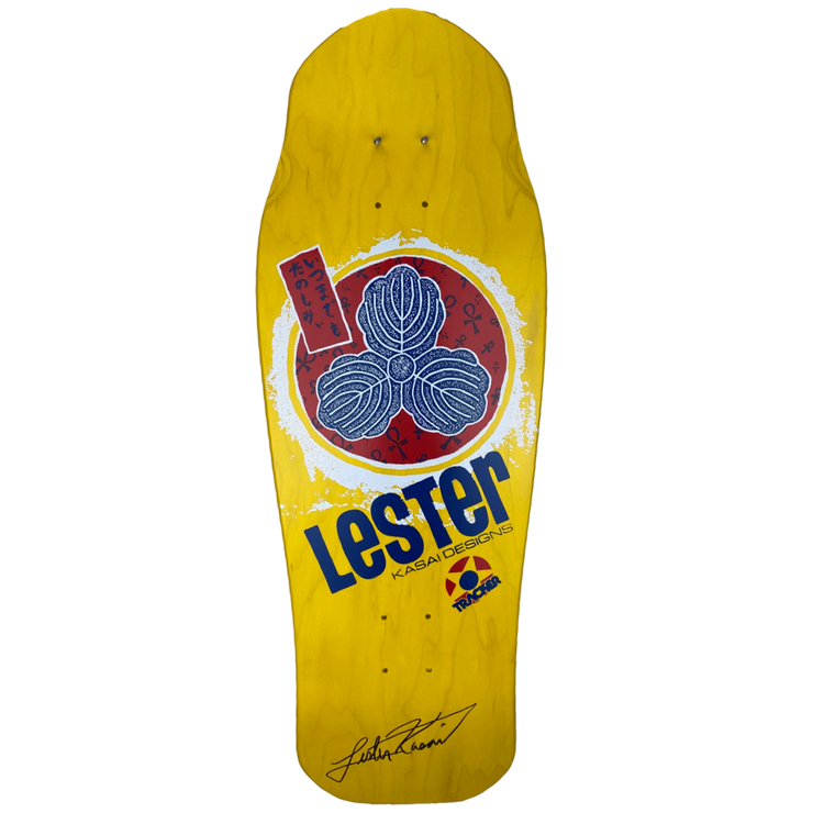 Tracker SIGNED Lester Kasai Oak Leaf- Yellow Stain Deck 10 3/8" x 30.5"