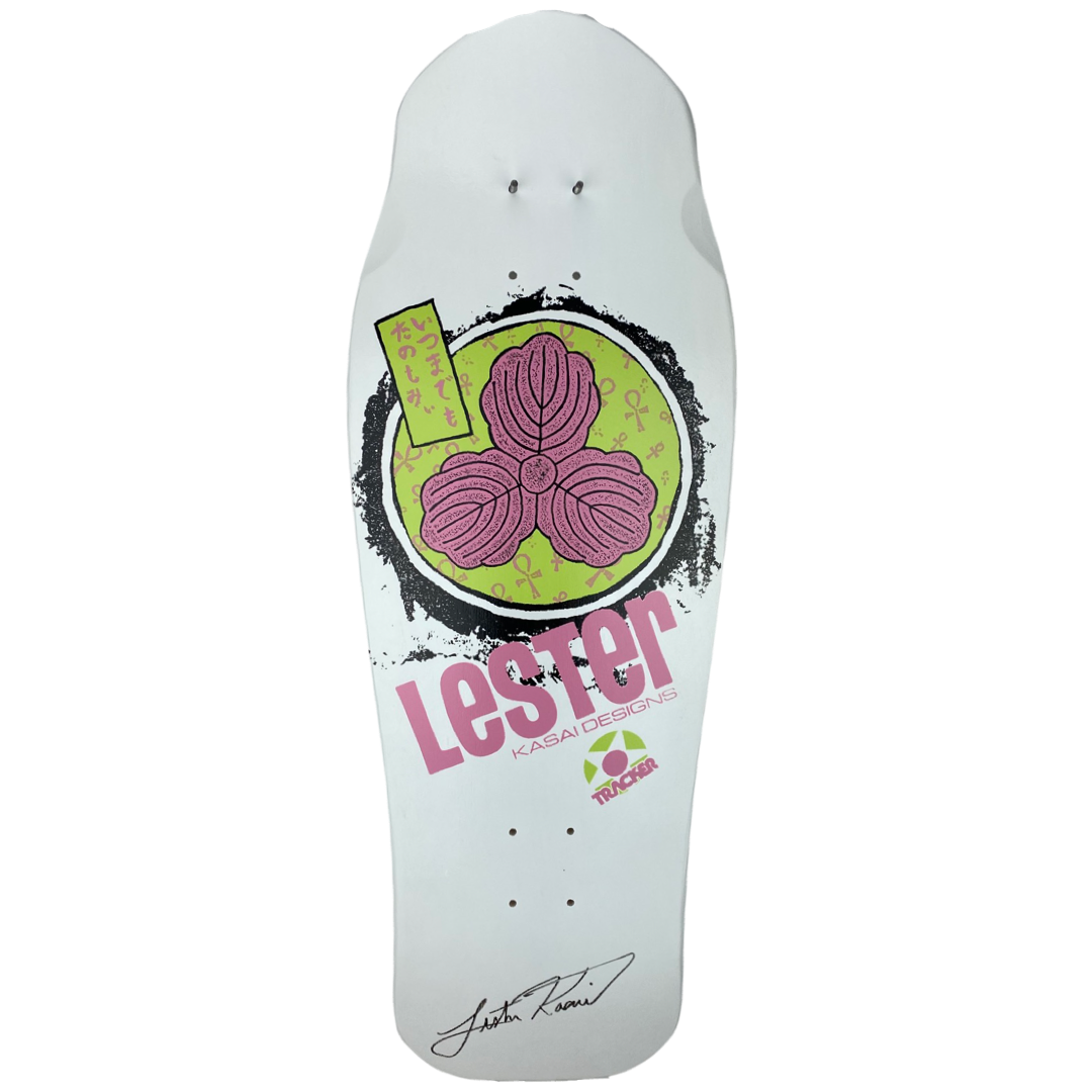 Tracker SIGNED Lester Kasai Oak Leaf White Deck- 10 3/8