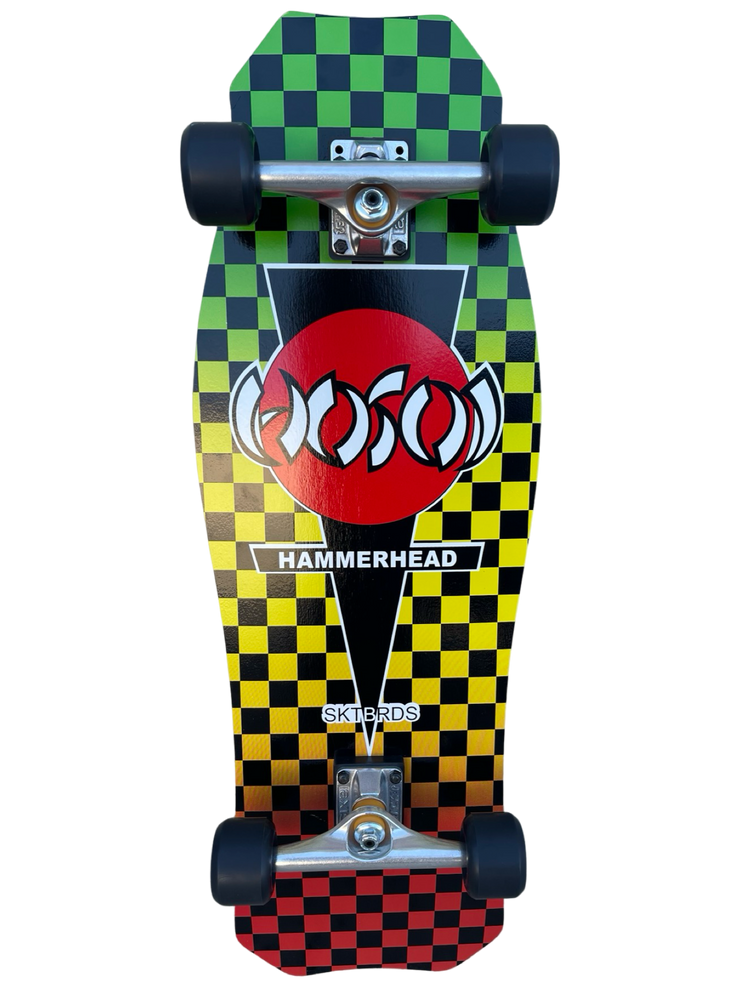 Hosoi O.G. Hammerhead RASTA Checkerboard Complete Skateboard- 10.5"x31"