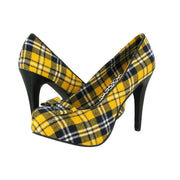 Draven Peggy Yellow Plaid Pump Heels Women's Shoes