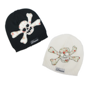 Draven Woman's Skull & Roses Beanie- WHITE