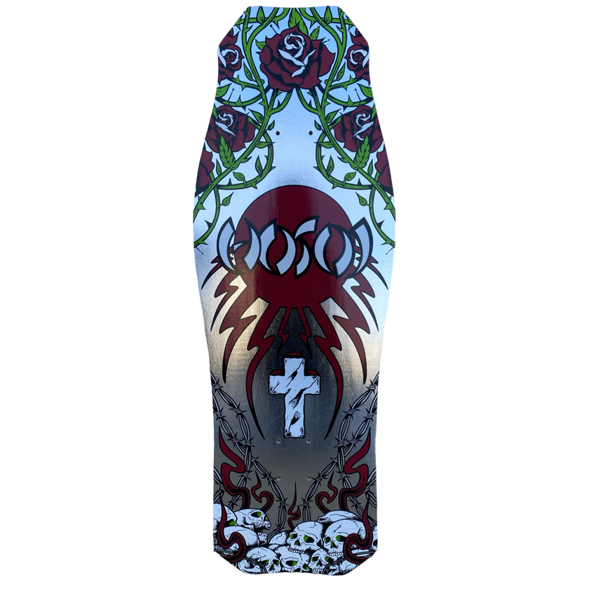 Hosoi Skateboards Skull N' Roses OG Hammerhead Limited Colorway - Silver Foil Deck – 10.5"x31"