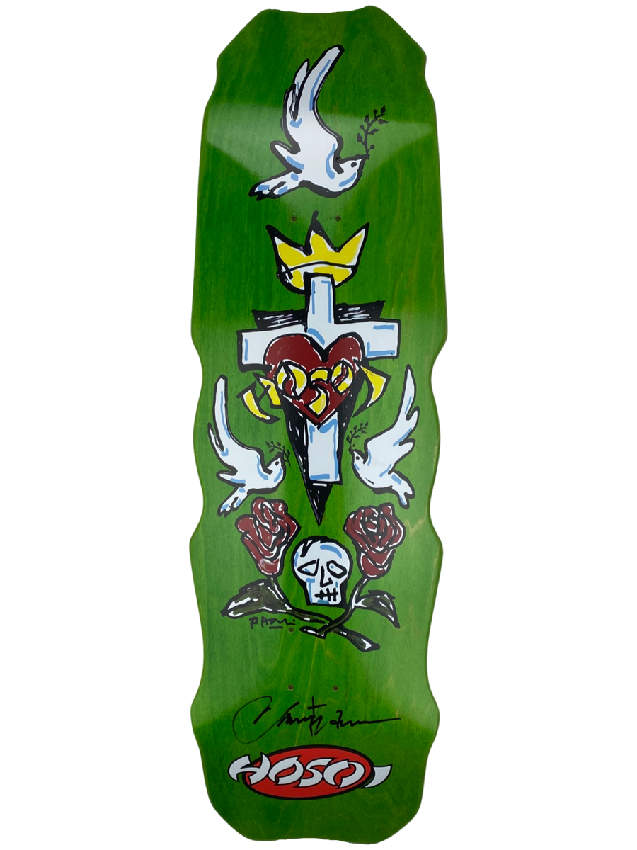 Hosoi Hammerhead Hybrid Deck Lime Stain Signed 9.5