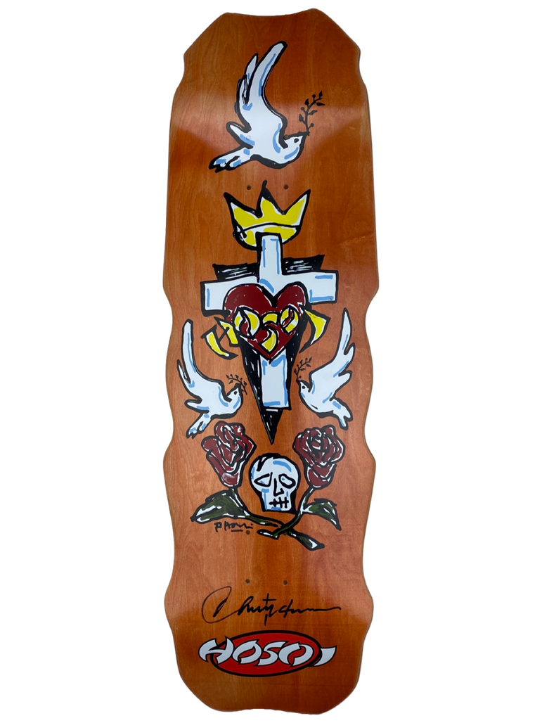 Hosoi Hammerhead Hybrid Deck Orange Stain Signed 9.5" x 32.25"