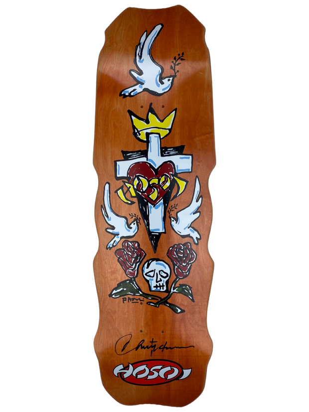 Hosoi Hammerhead Hybrid Deck Orange Stain Signed 9.5" x 32.25"