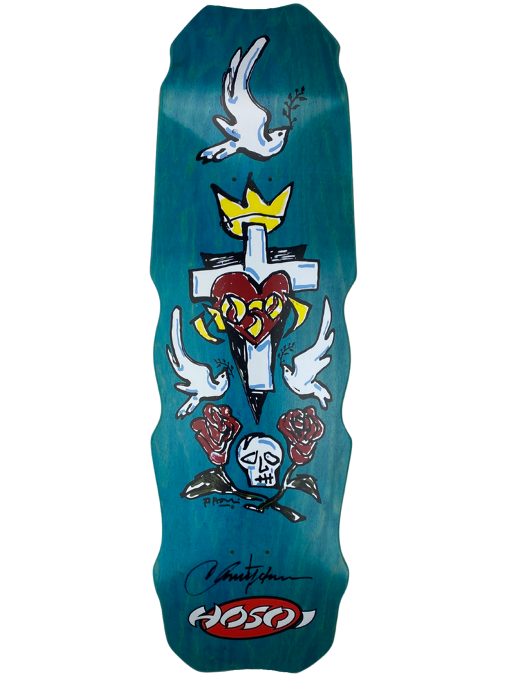 Hammerhead Hybrid Deck Turquoise Stain- Signed 9.5" x 32.25"