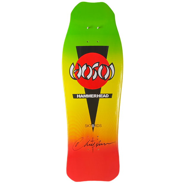 Hosoi Skateboards Hammerhead Rasta Double Kick Deck Signed – 10.5"x31"