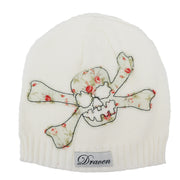 Draven Woman's Skull & Roses Beanie- WHITE