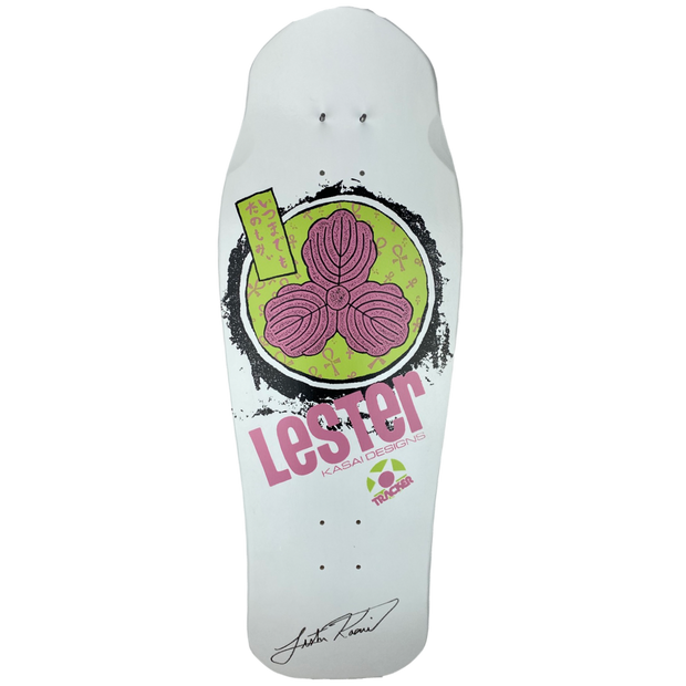 Tracker SIGNED Lester Kasai Oak Leaf White Deck- 10 3/8" x 30.5"