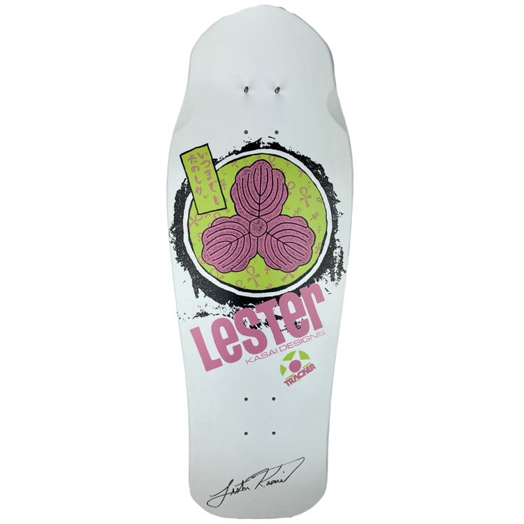 Tracker SIGNED Lester Kasai Oak Leaf White Deck- 10 3/8