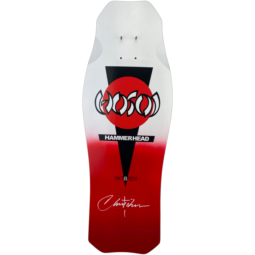 Hosoi OG Hammerhead "Double Take" Signed Red/White Fade Deck– 10.5"x31"