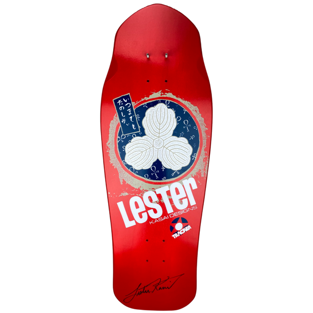 Tracker SIGNED Lester Kasai Oak Leaf Red Deck- 10 3/8" x 30.5"