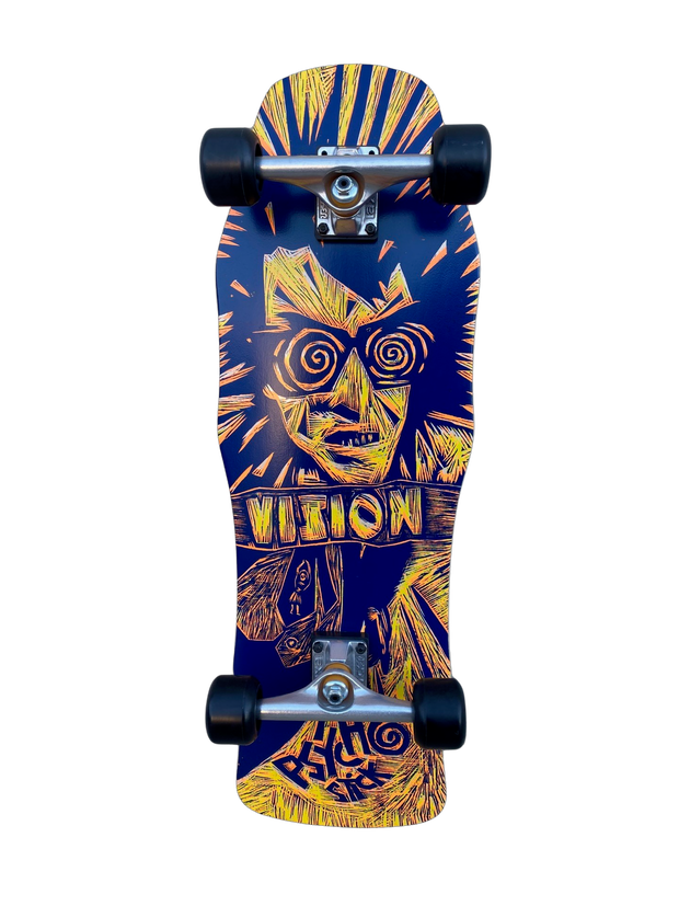 Vision Original Psycho Stick Complete Skateboard-Woodcut Art by Sean Starwars - 10"x30"