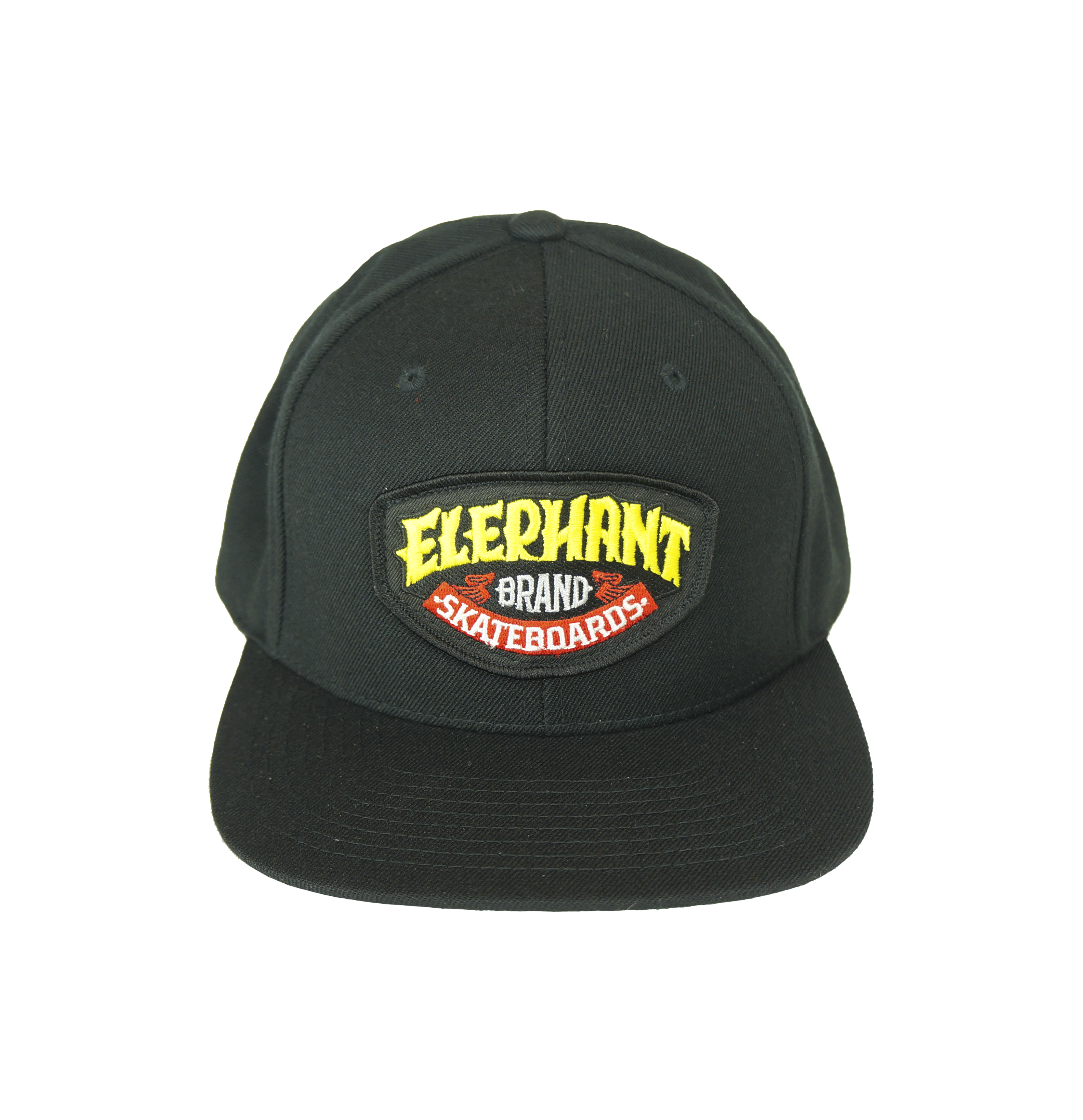 Elephant Brand Logo Patch Snap Back Hat Black