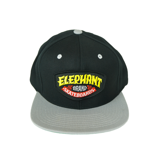 Elephant Brand Logo Patch Snap Back Hat Black/Gray