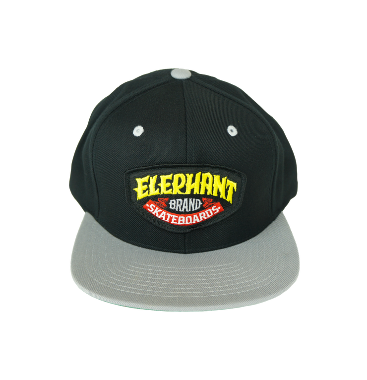 Elephant Brand Logo Patch Snap Back Hat Black/Gray