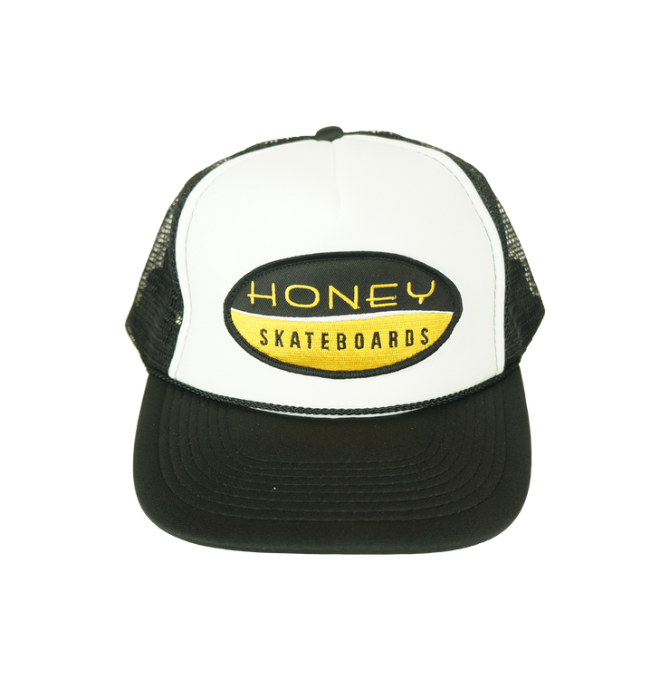 Honey Brand Logo Patch Trucker Hat- Black/White