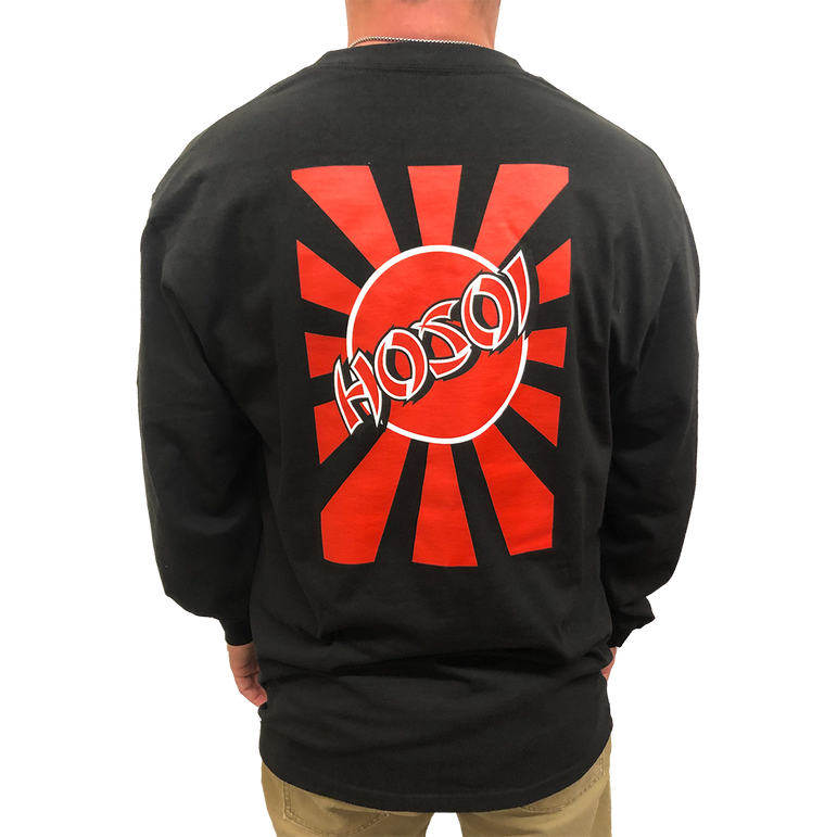 Hosoi Rising Sun Men's Long Sleeve Shirt- Blk/Red/Wht