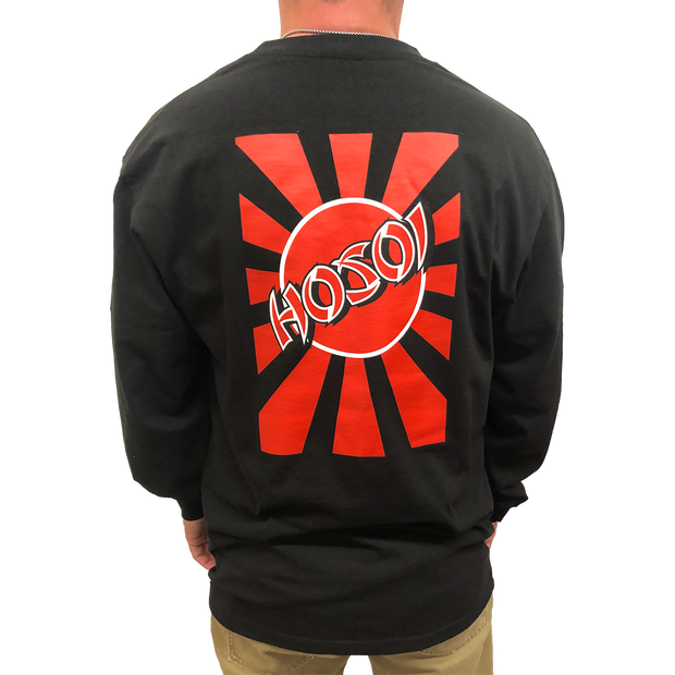 Hosoi Rising Sun Men's Long Sleeve Shirt- Blk/Red/Wht