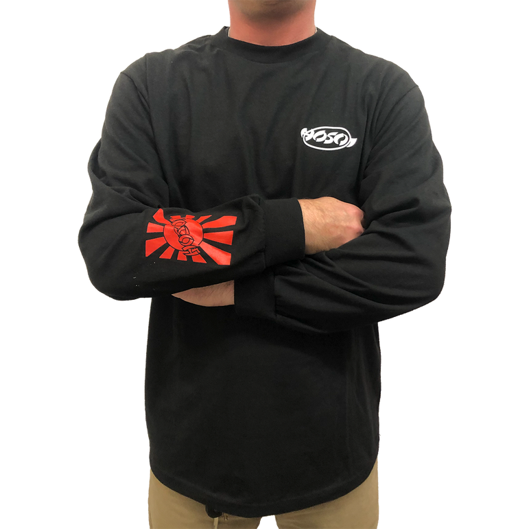 Hosoi Rising Sun Men's Long Sleeve Shirt- Blk/Red/Wht