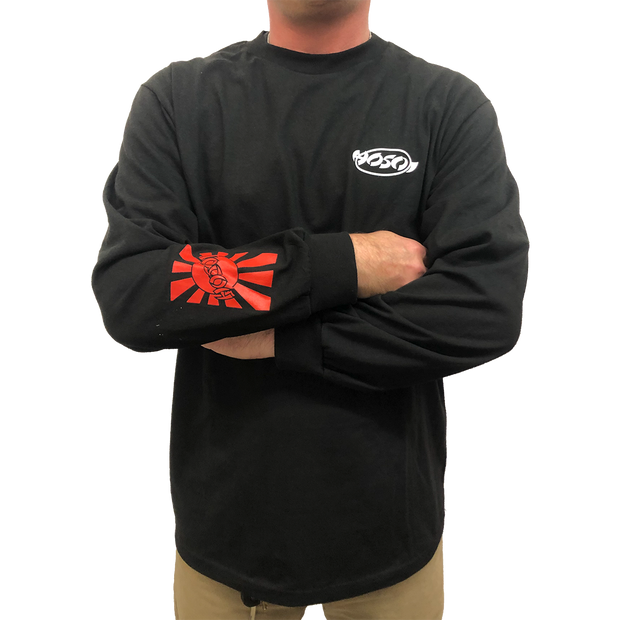 Hosoi Rising Sun Men's Long Sleeve Shirt- Blk/Red/Wht
