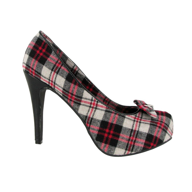 Draven Peggy Red Plaid Pump Heels Women's Shoes