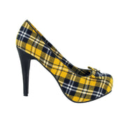 Draven Peggy Yellow Plaid Pump Heels Women's Shoes