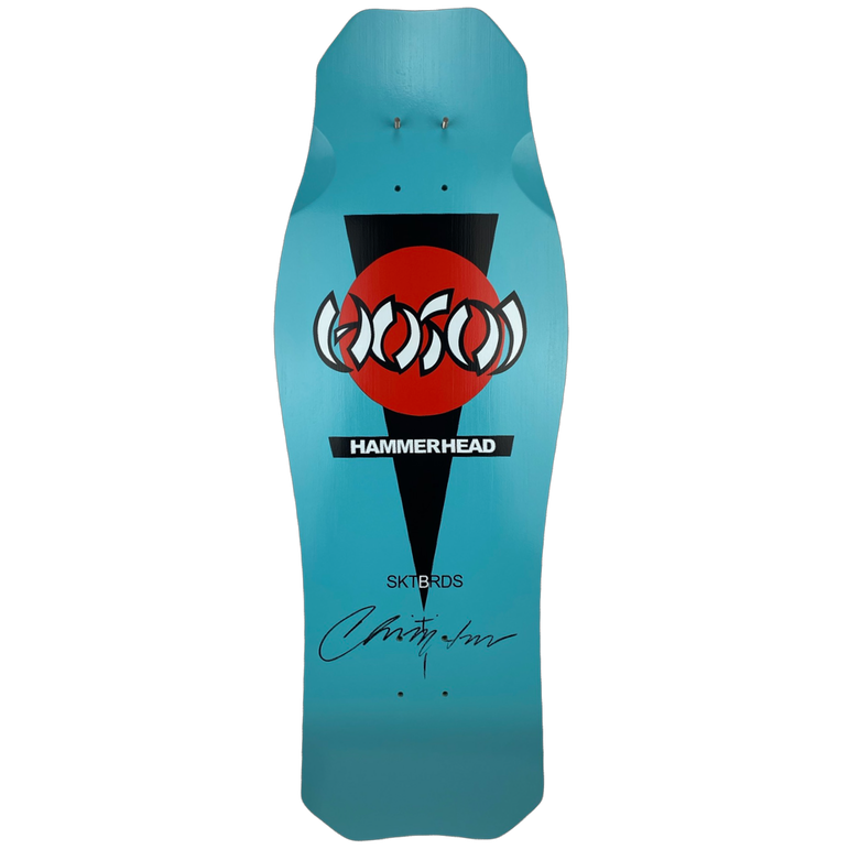 Hosoi Skateboards O.G. Hammerhead Turquoise Deck Signed – 10.5"x31"