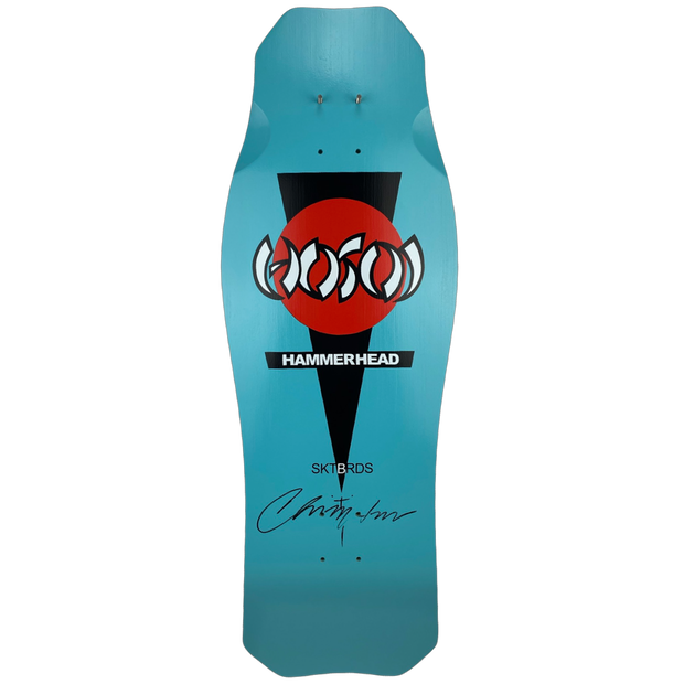 Hosoi Skateboards O.G. Hammerhead Turquoise Deck Signed – 10.5"x31"