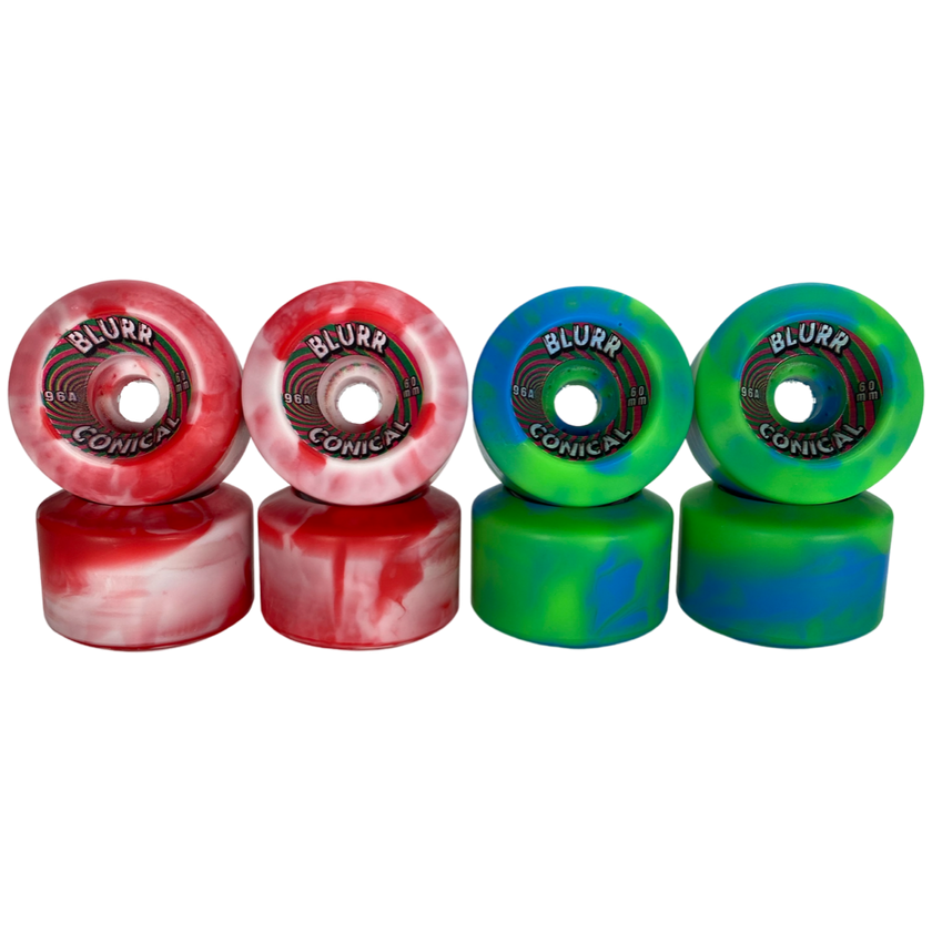 Blurr Re-issue wheels- 60mm 96a  Swirls Conicals